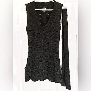 💚 Only Dark Green Belted Knit Sweater Vest